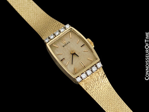 1980's Rolex Vintage Ladies Dress Watch - 14K Gold & Diamonds