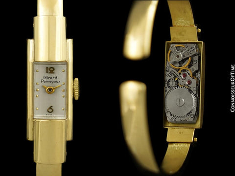 1960's Girard Perregaux Vintage Ladies Cuff Bracelet Factory Original Watch - 14K Gold Watch