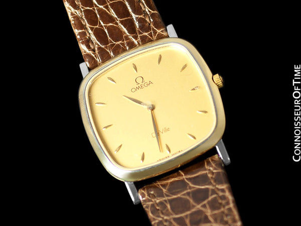 Omega De Ville Mens Midsize Dress Watch - Solid 18K Gold and Stainless Steel