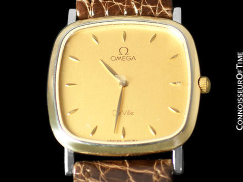 Omega De Ville Mens Midsize Dress Watch - Solid 18K Gold and Stainless Steel