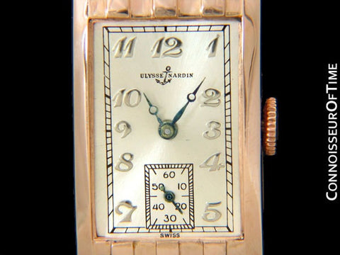 1930's Ulysse Nardin Art Deco Vintage Mens Dress Watch - 14K Rose Gold