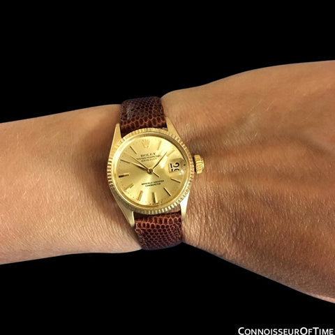 1963 Rolex Datejust (President) Ladies Vintage Watch with Champagne Dial - 18K Gold
